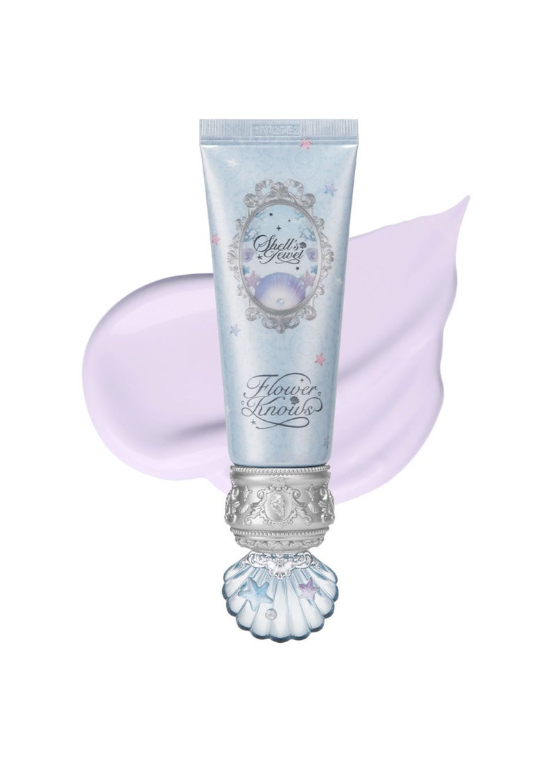 Flower Knows Shell’s Jewel Radiance Primer - Color-Correcting u0026 Hydrating Face Base - 02 Pure Lavender (Brightening Base for Dull Skin) - Image 1