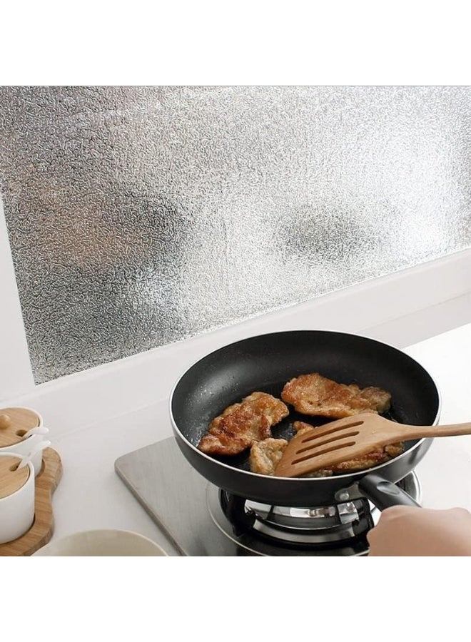Kitchen Backsplash Wallpaper Stickers, Kitchen Stickers Self Adhesive Kitchen Aluminum Foil Stickers Oil Proof Waterproof Kitchen Stove Sticker (60cm x 2m, GREY) - Image 3