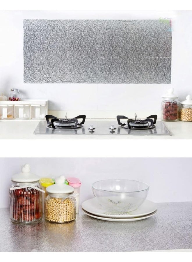 Kitchen Backsplash Wallpaper Stickers, Kitchen Stickers Self Adhesive Kitchen Aluminum Foil Stickers Oil Proof Waterproof Kitchen Stove Sticker (60cm x 2m, GREY) - Image 5