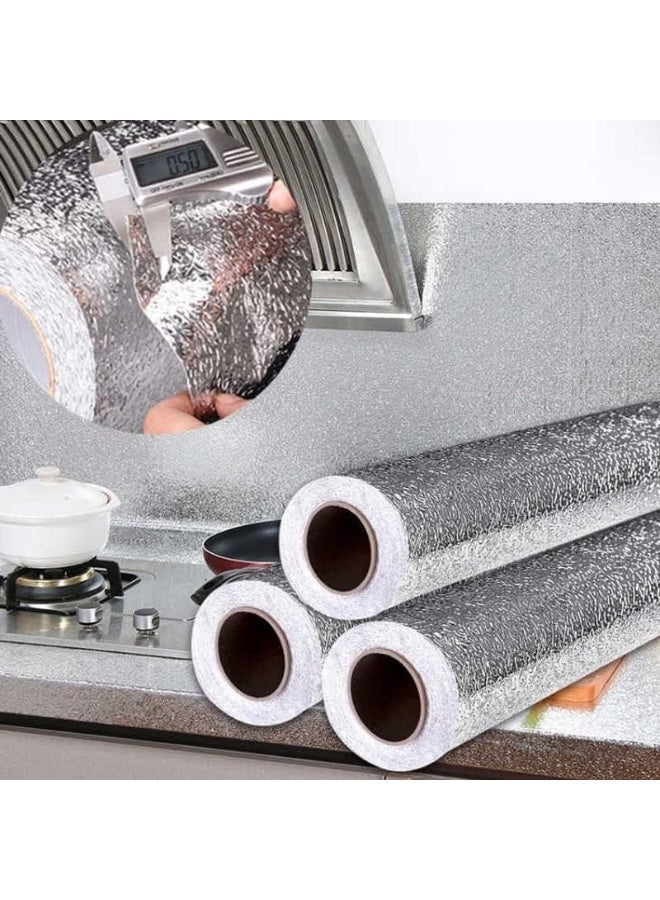 Kitchen Backsplash Wallpaper Stickers, Kitchen Stickers Self Adhesive Kitchen Aluminum Foil Stickers Oil Proof Waterproof Kitchen Stove Sticker (60cm x 2m, GREY) - Image 2