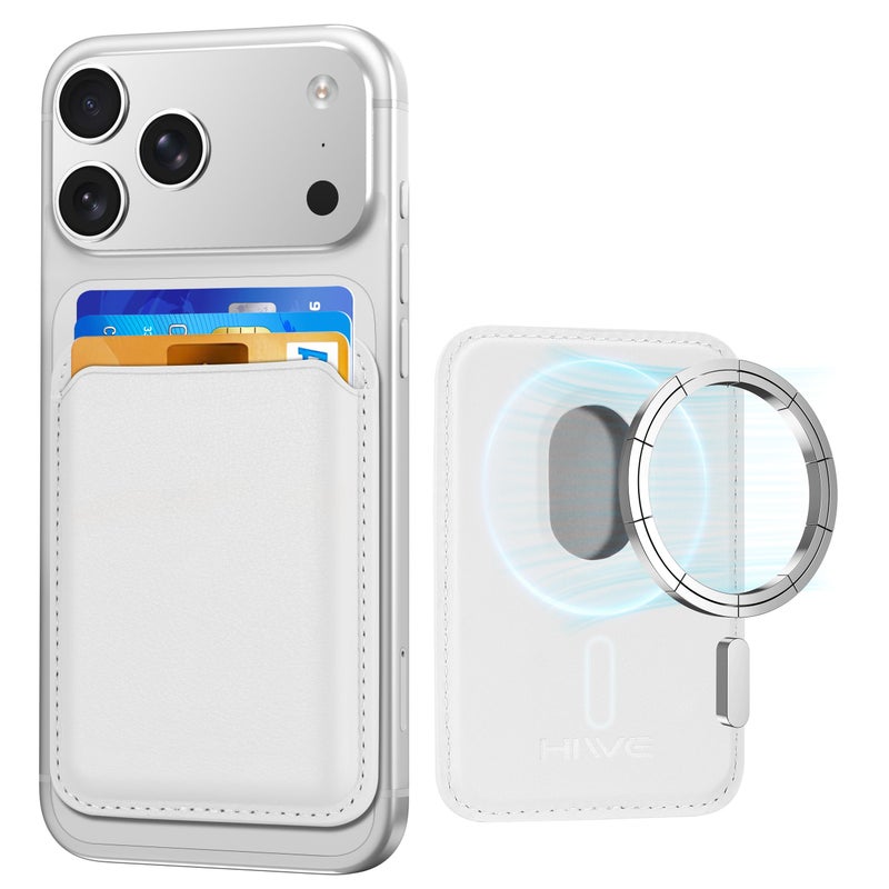 HiWe for MagSafe Wallet, Strongest Magnetic Wallet for iPhone 17/16/15/14/13/12/Pixel 10 Series, 3 Cards Holder, Magnetic Phone Wallets, Vegan Leather Minimalist Slim RFID for iPhone Wallets, 1Slot, White - Image 1