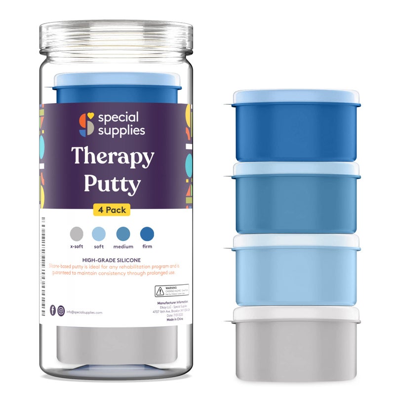 Special Supplies Therapy Putty for Kids and Adults Resistive Hand Exercise Stress Relief Therapy Putty Kit Set of 4 Strengths Three Ounces of Each Putty Ocean Colors
