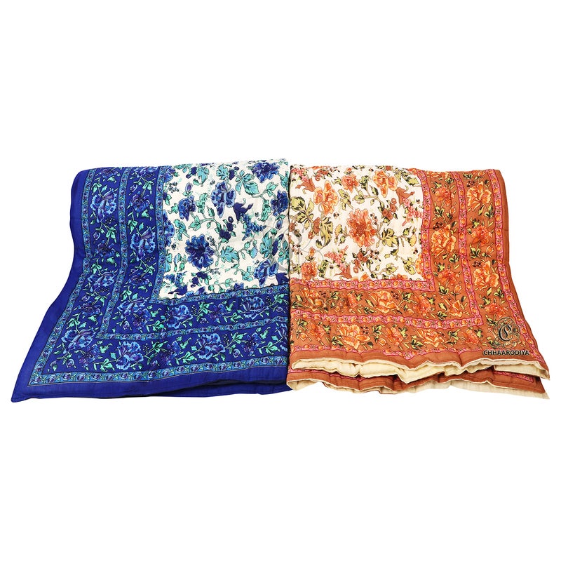 LILFLY 400 TC Pure Cotton Jaipuri Light Weight Traditional Rajasthani Print Single Bed Quilt/Razai/Rajai (Single Bed - Set of 2 Combo Set) - Image 3