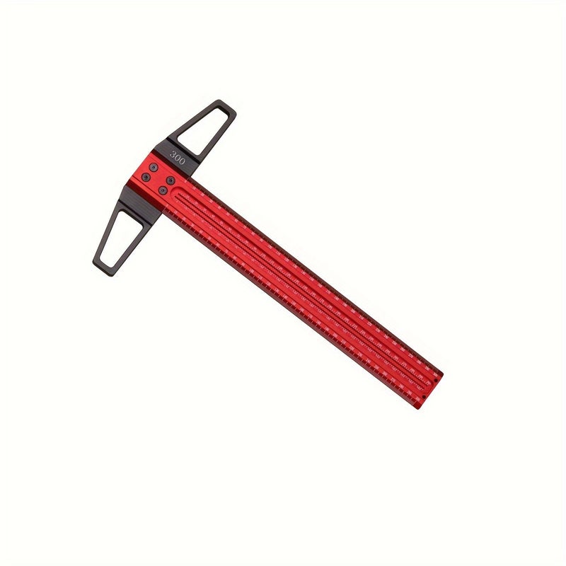 1pc Precision Aluminum Alloy Woodworking T Square Ruler Size 20 Inch Lightweight CNC Machined Ergonomic Handle 1mm Hole Positioning Dual Scale Mm Inch for Carpentry Metalworking DIY Projects Measurement - Image 3