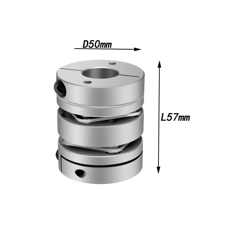 Aluminum Alloy Double Diaphragm Coupling D50mm L57mm Elastic Connector Size 12X16 - Image 3
