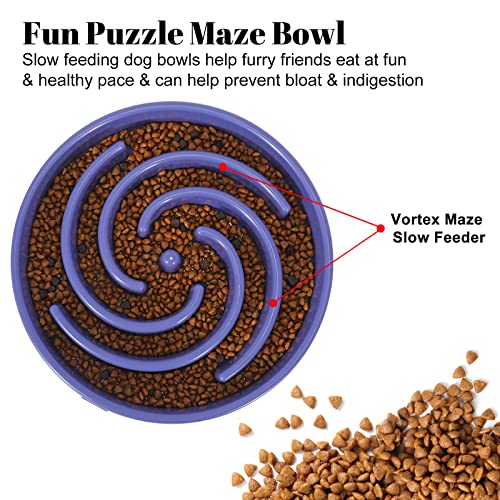 WHIPPY Slow Feeder Large Dog Bowls for Large Medium Dog Non Slip Maze Puzzle Bowl Pet Slower Food Feeding Dishes Interactive Bloat Stop Dog Bowl Preventing Choking Healthy Dog Bowl Lavender - Image 3