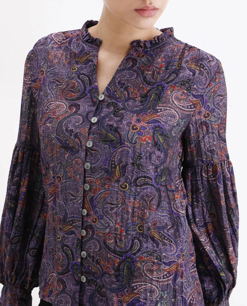 Rareism Women's V Neck Button Down Top