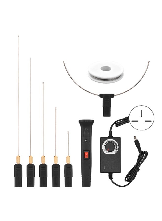 والالا طقم قاطع رغوة كهربائي محمول بقوة 24 وات مزود بـ 5 رؤوس مستقيمة وقوس واحد قابل للتعديل لدرجة الحرارة وقلم قطع رغوة محمول وقاطع سلك ساخن وأداة قطع من البوليسترين ونقش - Image 1