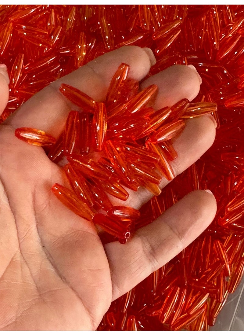 Gönülden Tasarım Heart Design 2 cm 50 Pieces Orange Hole Tube Jewelry Beads  - Image 1
