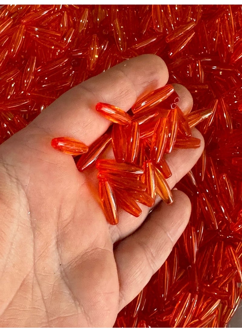 Gönülden Tasarım Heart Design 2 cm 50 Pieces Orange Hole Tube Jewelry Beads  - Image 2