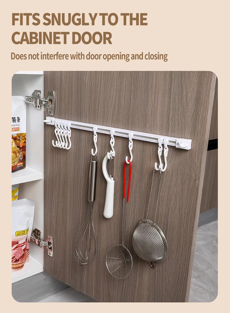 BEIRUI خطافات مطبخ 2 قطعة، خطافات منزلقة، منظم خطافات للمطبخ، الحمام، تخزين ملحقات الغرفة 40 سم + 10 خطافات - Image 2