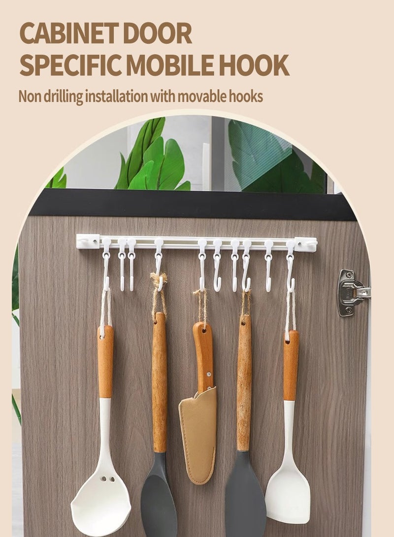 BEIRUI خطافات مطبخ 2 قطعة، خطافات منزلقة، منظم خطافات للمطبخ، الحمام، تخزين ملحقات الغرفة 40 سم + 10 خطافات - Image 4