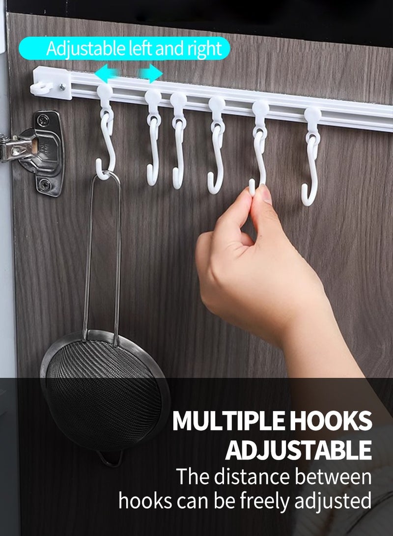 BEIRUI خطافات مطبخ 2 قطعة، خطافات منزلقة، منظم خطافات للمطبخ، الحمام، تخزين ملحقات الغرفة 40 سم + 10 خطافات - Image 5