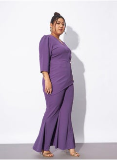 SASSAFRAS Plus V Neck Wrap Top & Kick Pleat Pants Co-Ords  - Image 3