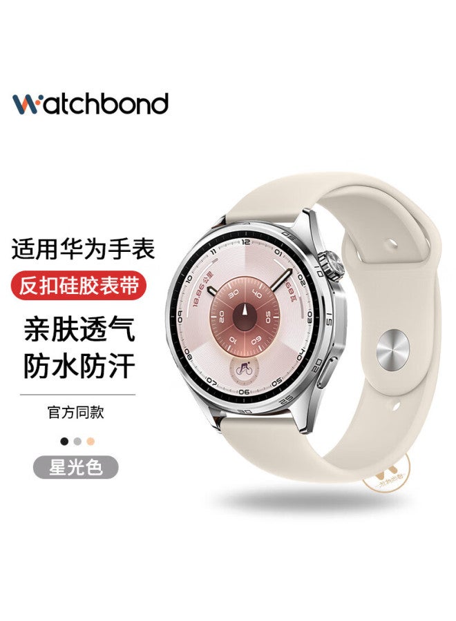 Watchbond Compatible With Huawei Watch 5/gt5/gt6 Strap, Gt4/3/gt5pro/watch4pro Men's Starlight Reverse Buckle Silicone Strap, Smart Sports Buds