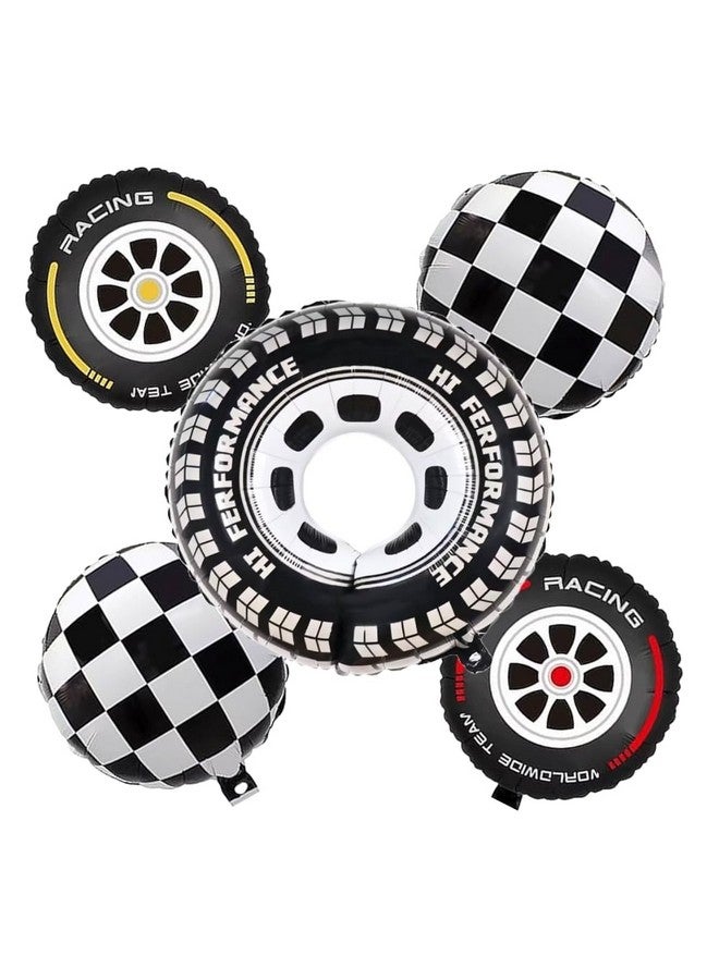 FI - FLICK IN FI - FLICK IN 63 Pcs Lightning Mcqueen Theme Racing Car 1st Birthday Decoration Kit for Boys Number 1 Gold Candle First Birthday Decorations Boy Tyre Foil Balloons (Pack of 63, Red & Black)  - Image 5