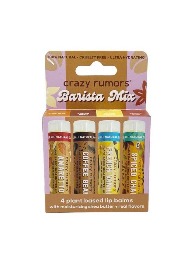 crazy rumors Barista Mix Lip Balm 4Pack Mix (Amaretto French Vanilla Coffee Bean & Spiced Chai) 100% Natural Vegan Plantbased Made In Usa - Image 1