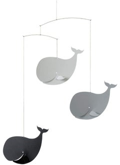 Flensted Mobiles Flensted Mobiles Happy Whales Greyscale Mobile Steel Black/Grey 54 x 45 cm  - Image 1