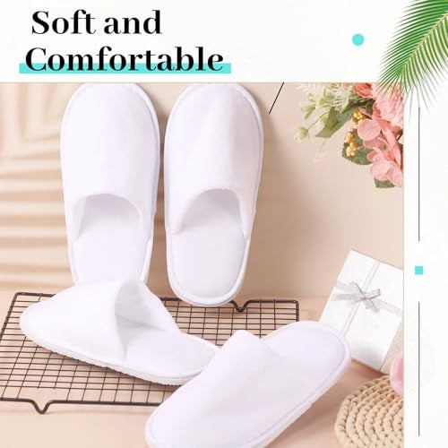 Twistover 6 Pairs Kids Disposable Slippers Non Slip Closed Toe Spa Slippers Comfortable House Spa Indoor Outdoor for 4-12 Years Old Boys Girls Party Hotel Travel(White,S) - Image 5