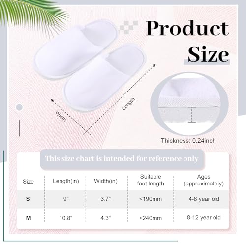 Twistover 6 Pairs Kids Disposable Slippers Non Slip Closed Toe Spa Slippers Comfortable House Spa Indoor Outdoor for 4-12 Years Old Boys Girls Party Hotel Travel(White,S) - Image 3