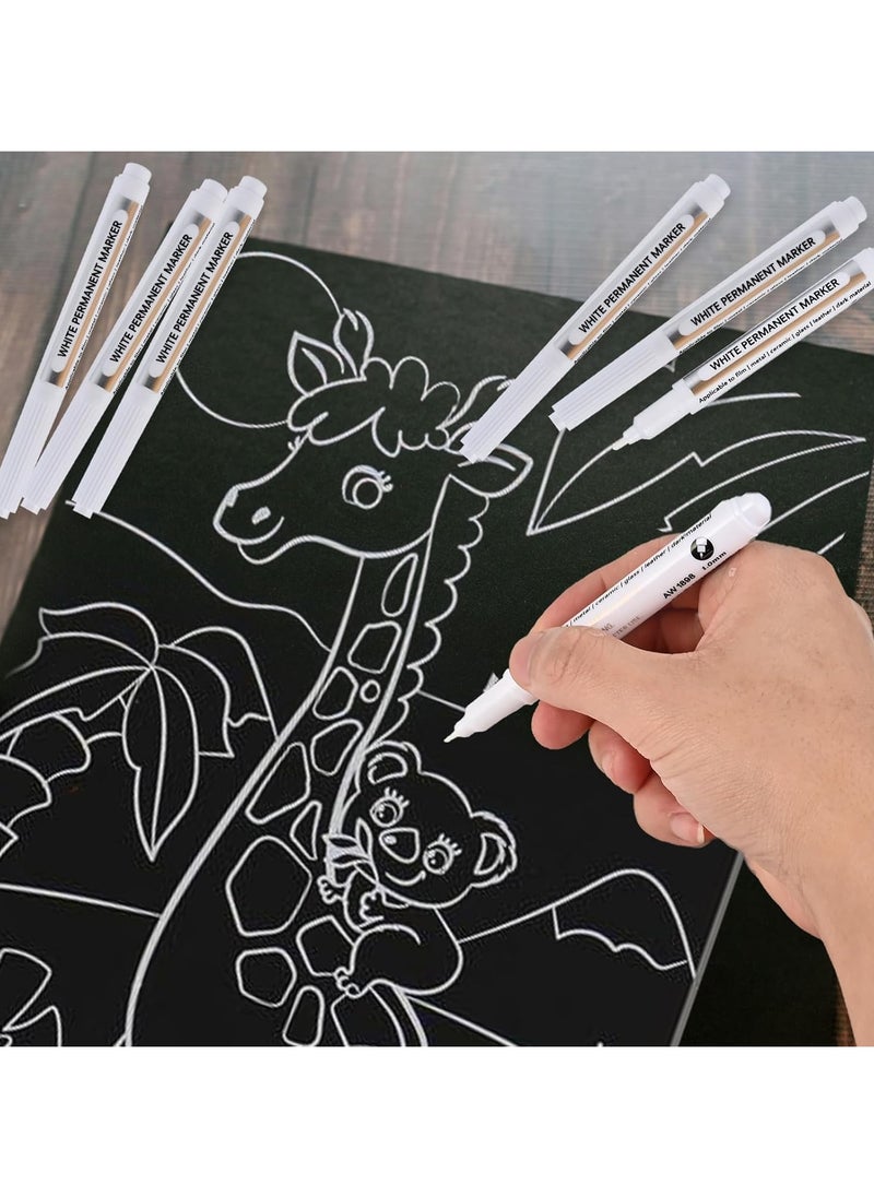 Chillspace - 7 Pack White Marker, Waterproof White Acrylic Markers, White Permanent Marker, White Paint Markers for Metal, Black Paper, Canvas, Glass, Rock, Wood, Stone, Graffiti, Ceramic, DIY, Art Supplies - Image 1
