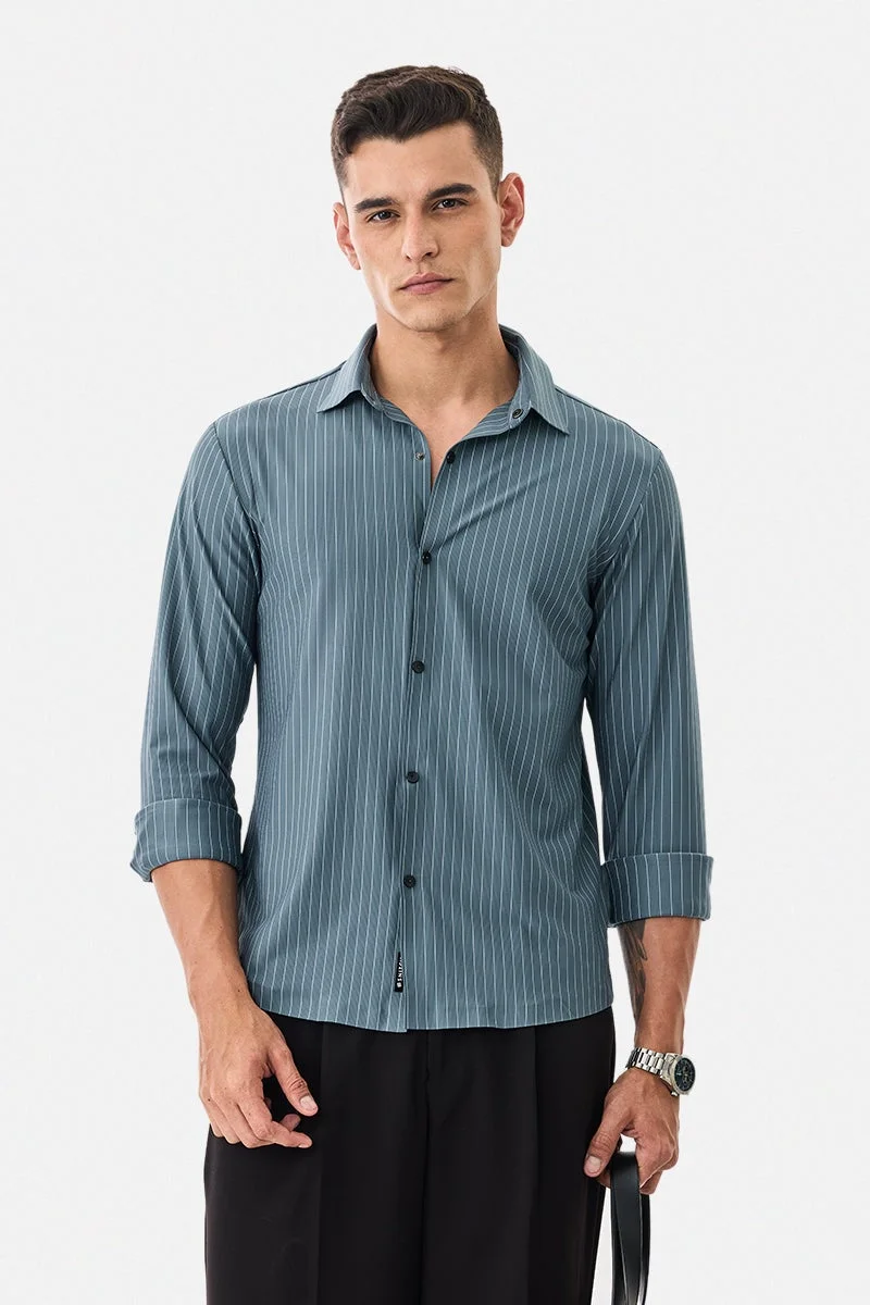 سنيتش قميص مخطط بتقنية الاسترتش