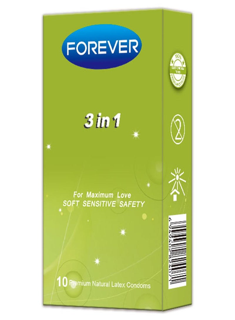 فورإيفر 10 قطع 3 في 1 قسط واقي ذكري لاتكس طبيعي - Image 1