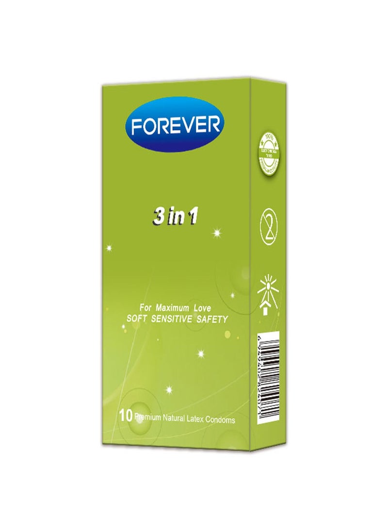 Forever 10-Piece 3-In-1 Premium Natural Latex Condoms - Image 1