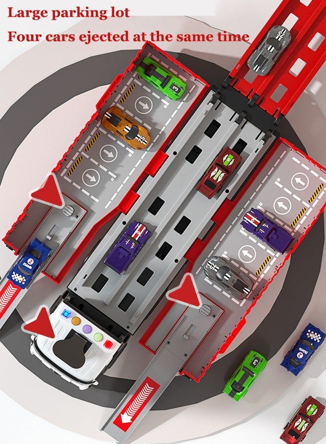 Construction Truck Playset, Construction Vehicle Playset, Container Truck Toy, Orbital Catapult Car Toy, With 8 Cars, Track Toy, Inertial Drive - Image 5