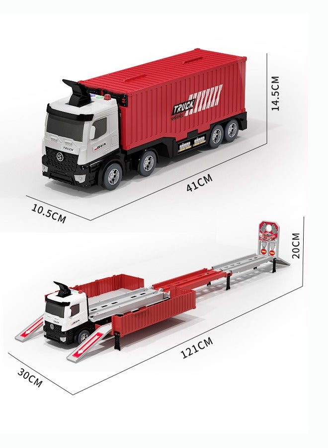 Construction Truck Playset, Construction Vehicle Playset, Container Truck Toy, Orbital Catapult Car Toy, With 8 Cars, Track Toy, Inertial Drive - Image 2