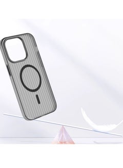 Corrugated Magsafe magnetic charging suitable mobile phone case grating iPhone12/12 pro skin-feeling matte - Black