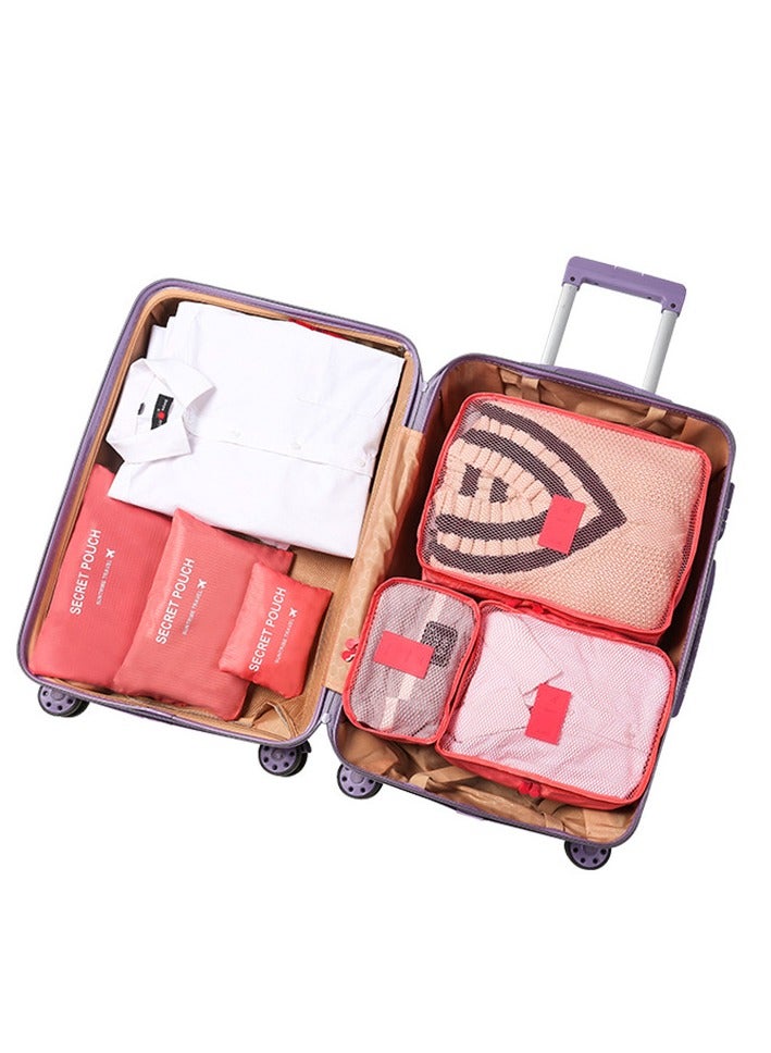6 Piece Outdoor Traveling Household Clothing Storage Bag Set (Watermelon Red) - Image 3