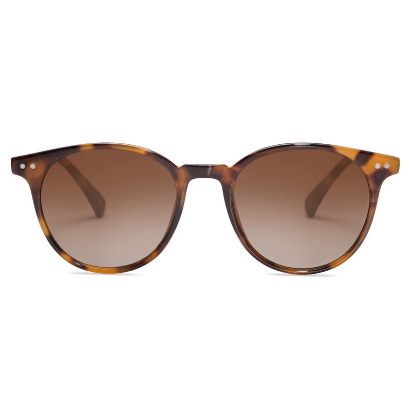 SOJOS Small Round Classic Polarized Sunglasses for Women Men Vintage Style UV400 Lens SJ2113, Tortoise/Gradient Brown - Image 2