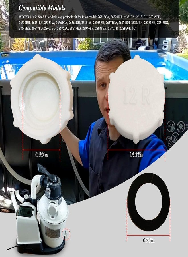 WFCYX Drain Valve Cap Compatible with Intex Pools 11456 & 11385 Sand Filter Drain Cap with O-Ring for Above Ground Pool, Drain Plug Cap for Sand Filter Pumps and Combo Replacement Parts,SF90110-1,SF60110-2 - Image 3