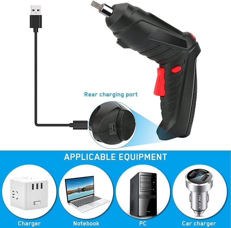 LOMESH Electric Drill and Hand Tools Kit for Home DIY and Professional use 47 Accessories Rechargeable Cordless Power Drill Driver Screwdriver Kit Black - Image 4