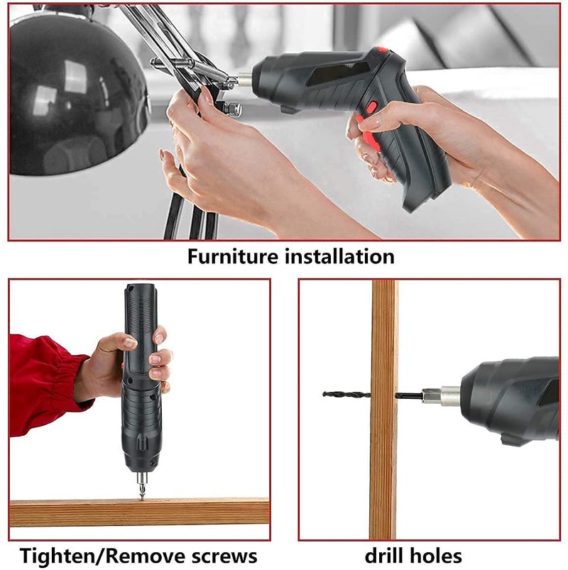 LOMESH Electric Drill and Hand Tools Kit for Home DIY and Professional use 47 Accessories Rechargeable Cordless Power Drill Driver Screwdriver Kit Black - Image 3