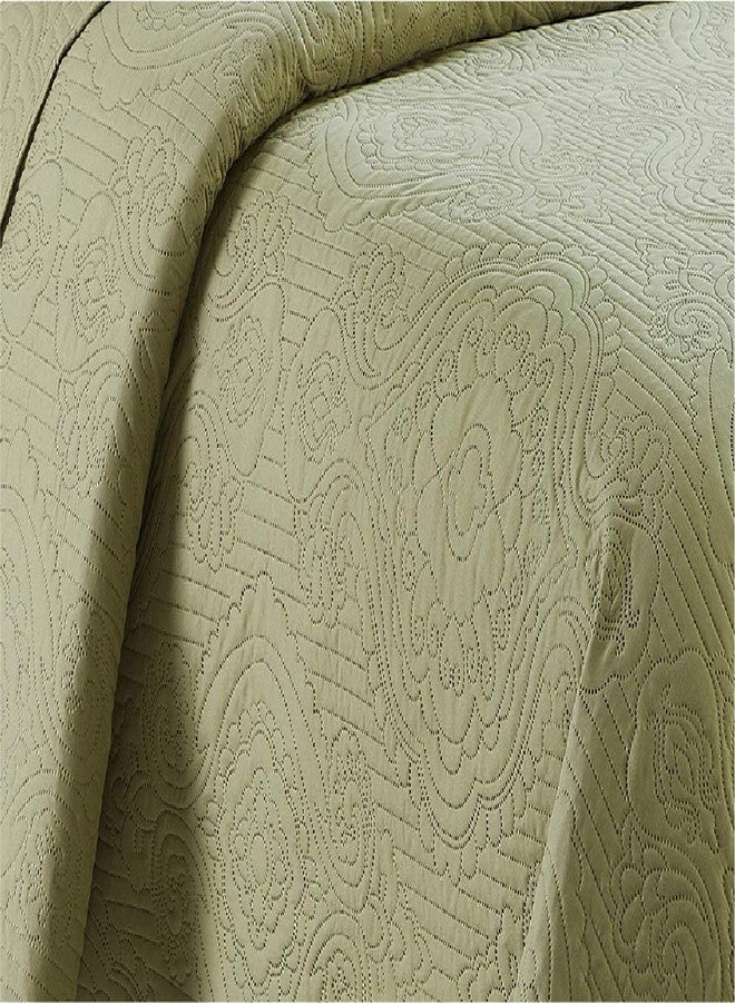 Home Collection 3pc Full/Queen Over Size Luxury Embossed Bedspread Set Light Weight Solid Sage Green New - Image 2