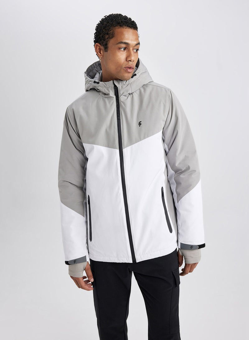 DeFacto Defactofit Water-Repellent Slim Fit Hooded Ribbed Jacket  - Image 1