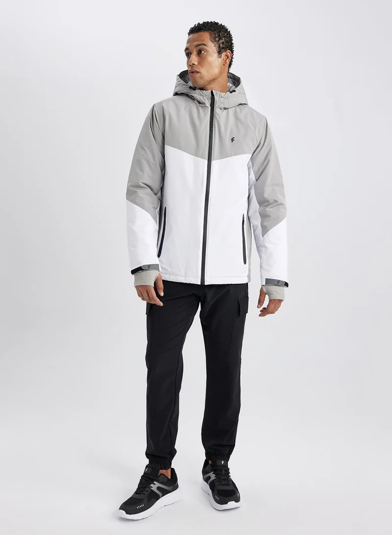 DeFacto Defactofit Water-Repellent Slim Fit Hooded Ribbed Jacket