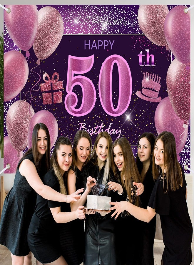 IMISI 50th Birthday Decorations for Girls Happy Birthday Banner Pink Decorations for A Party Birthday Backdrop for Women - Image 3