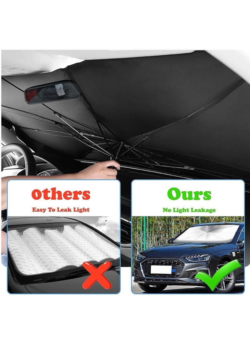 SKY-TOUCH Foldable Car Sun Visor Windshields Sun Shade Cover for Most Cars with Leather Storage Pocket, 140x80cm Car UV Sunshade Umbrella Windshield Block Cover - Image 5