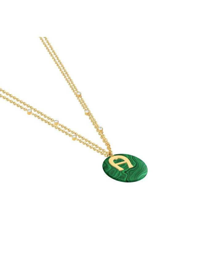 AIGNER Avena Malachite & Crystals Necklace