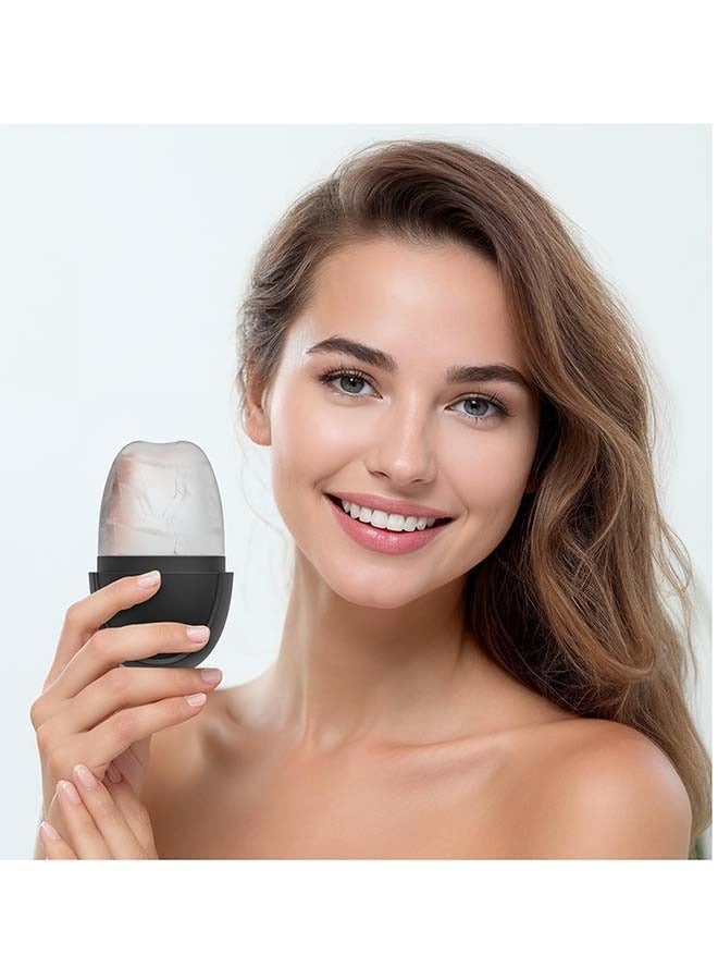 KHAJUL Elliptic Simplicity Shape Ice Roller For Face, Beauty Facial Massage, Glow Cube For Face（Black）  - Image 3