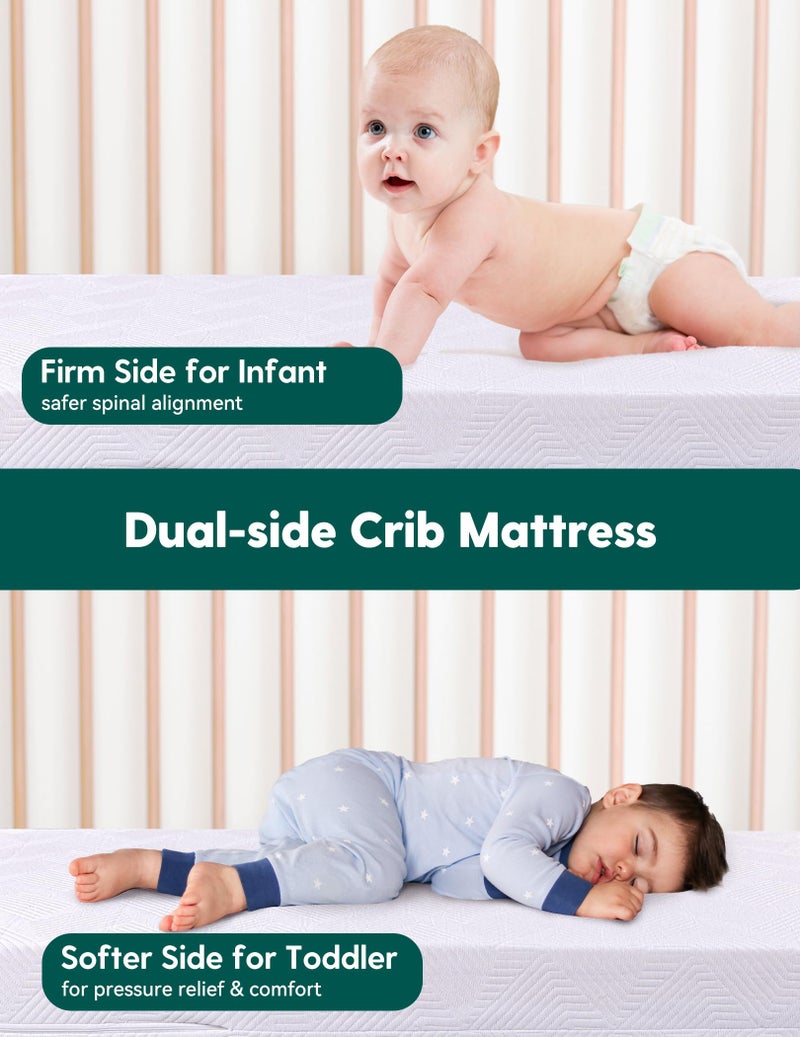 Babelio Ergonomic Zoning Crib Mattress Dual-Sided Memory Foam Waterproof 6" Thick Toddler Mattress with Zipper Cover, Fits Standard Crib - Image 4