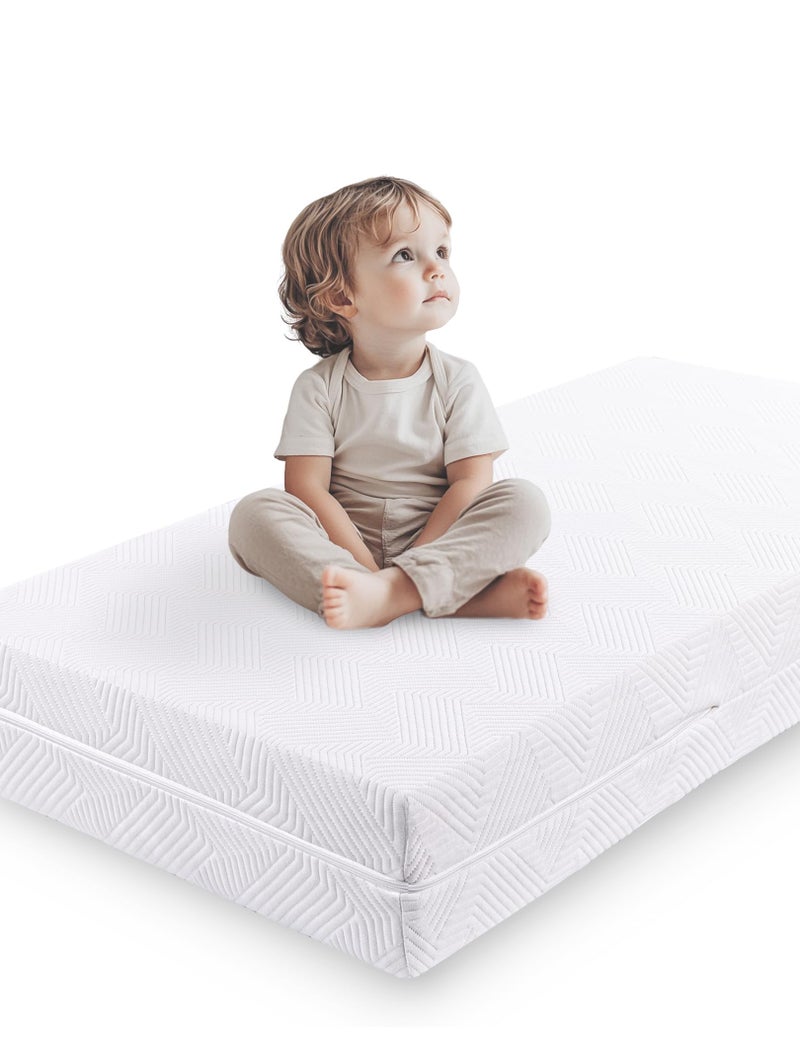 Babelio Ergonomic Zoning Crib Mattress Dual-Sided Memory Foam Waterproof 6" Thick Toddler Mattress with Zipper Cover, Fits Standard Crib - Image 1