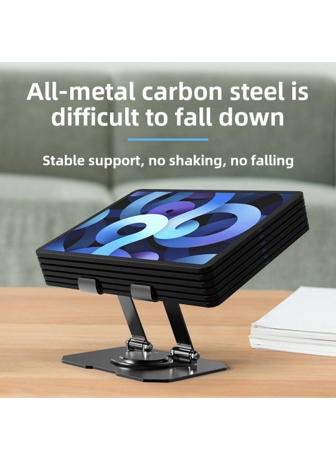 P2 Rotating Tablet Metal Stand Multifunctional Foldable Desktop Mobile Phone Stand Laptop Heat Rack-Color:P2 Flat Model Square Bottom
