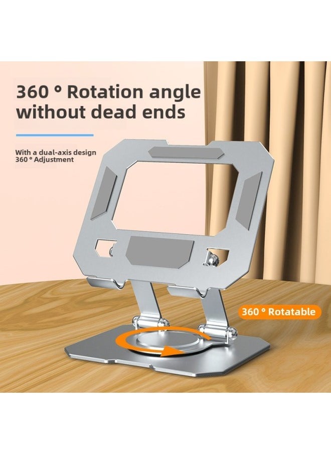 P2 Rotating Tablet Metal Stand Multifunctional Foldable Desktop Mobile Phone Stand Laptop Heat Rack-Color:P2 Flat Model Square Bottom