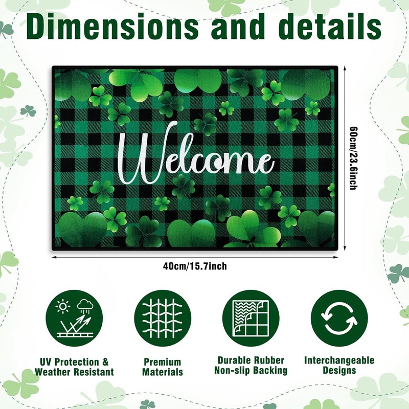 Timtin St. Patrick's Day Doormat with Shamrocks - Image 4