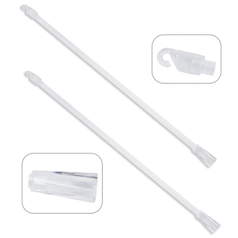 Junwapy 17 Inches Long 2 Pieces Vertical Blind Wand Replacement Parts Clear Rod With Hook and Grip Plastic Opener Long Window Stick Tilt Rod 