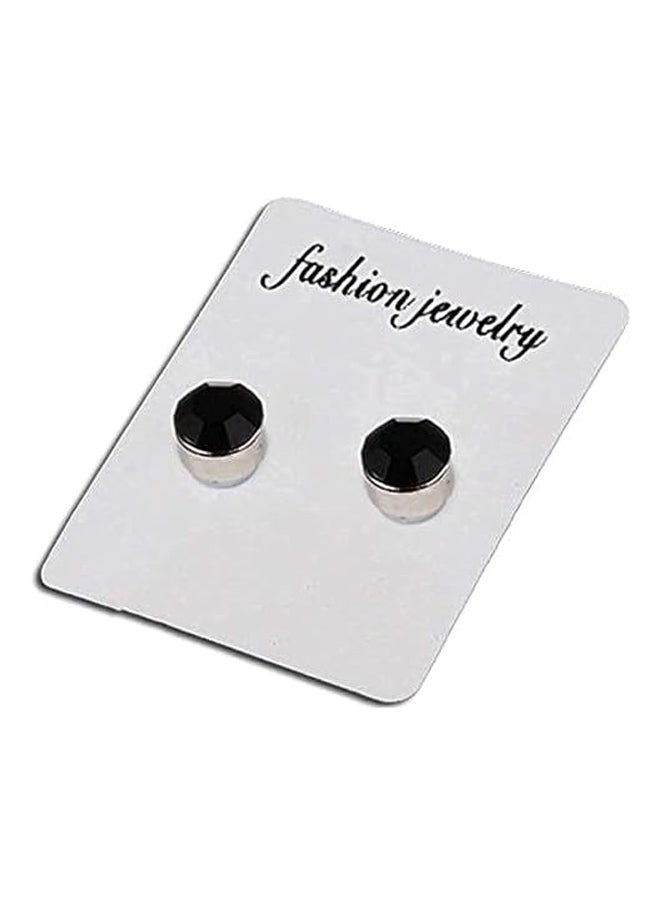 Generic Unisex Strong Magnetic Stud Earrings - Black Gemstone  - Image 1